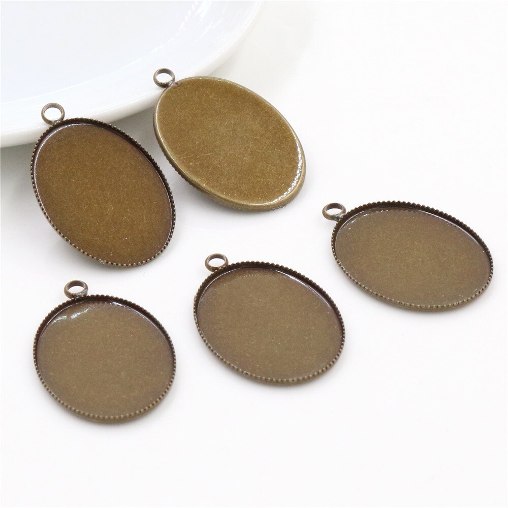 10 Pcs 18X25 Mm 6 Kleuren Plated Copper Oval Tand Cabochon Base Cameo Instellingen Cabochon Cameo base: bronze