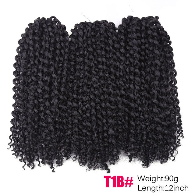 Amir12inch Marley bob Braids Ombre red purple blue Crochet Braiding Hair 3Pack/Lot Synthetic Curly Hair Extensions for Women: #1B