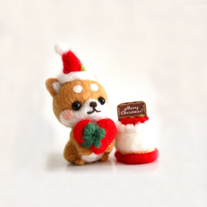 Lmdz 1 st set ull för filt pysselpaket panda, katter, hundar, kanin, rådjur, lejon, stämplar nålfiltning, shiba inu set djur diy