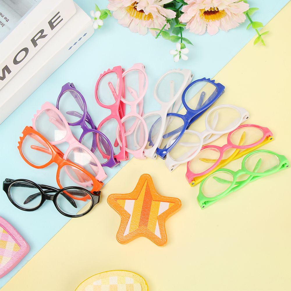Colorful Doll Glasses Clear Lens Round Frame Eyewear Miniature Eyeglasses Fit 18 Inch Playing House Cool Girl Accessory