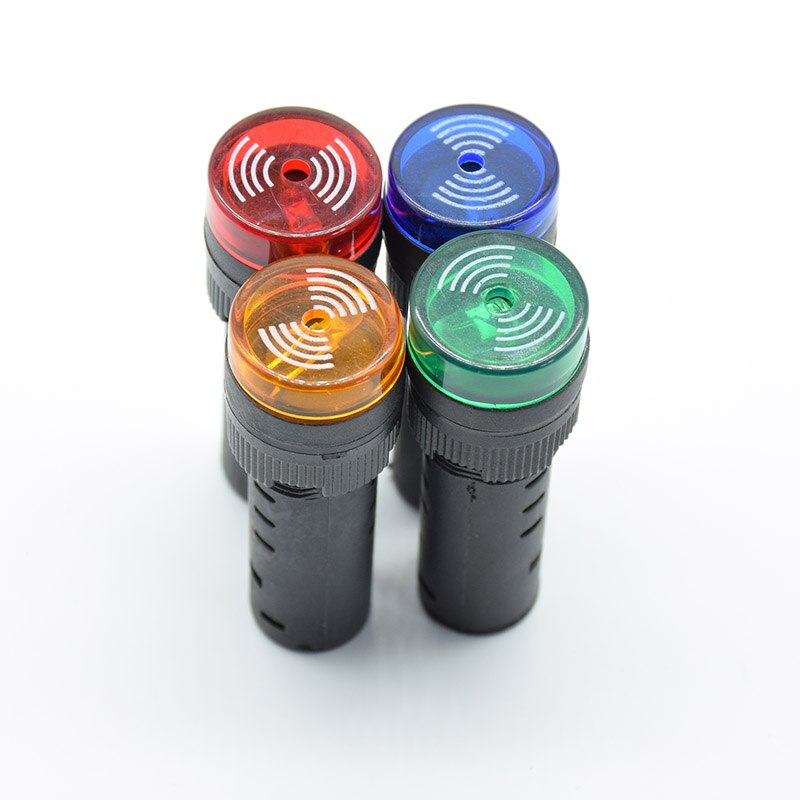 1pc Panel Mount 16mm led Indicator buzzer 12V 24V 220V led buzzer red green yellow Signal light