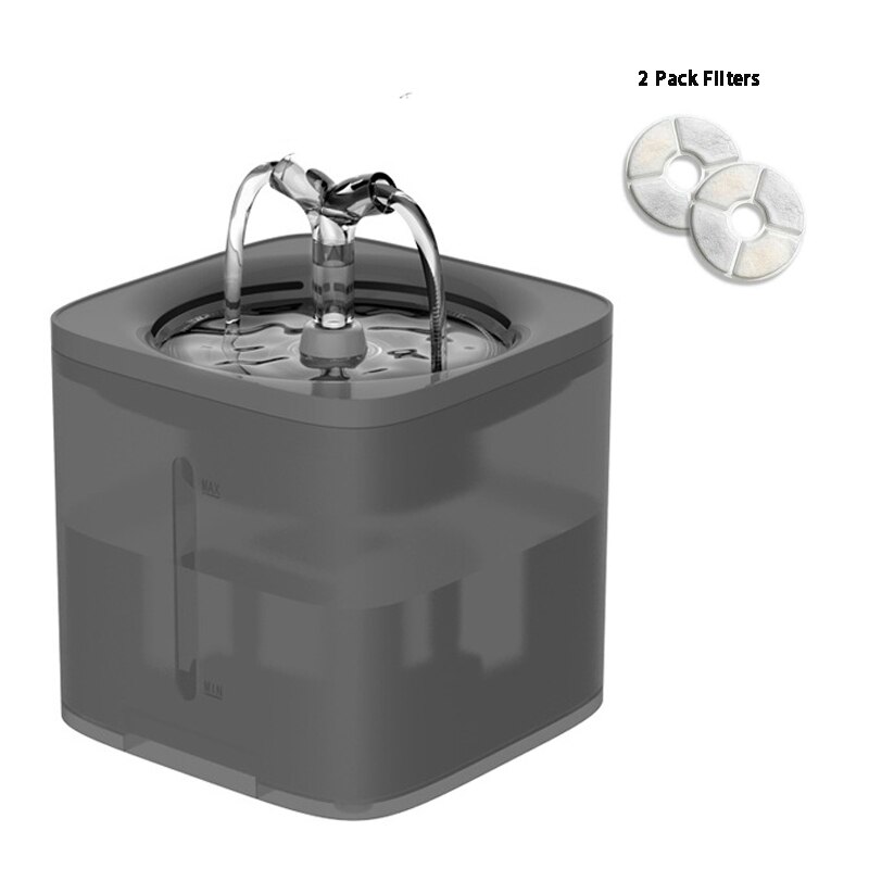Automatic Cat Water Fountain With Faucet Dog Drinking Dispenser Transparent Drinkers For Cats Pet Drinking Bowl Filter Feeder: Black with 2 filters / JP Plug