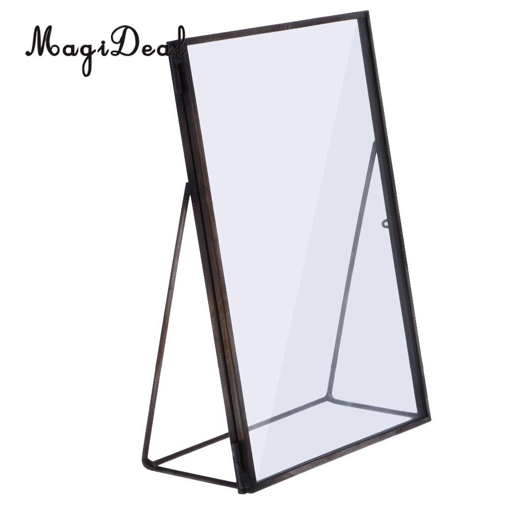 MagiDeal-marco de fotos de cristal, marco de fotos de latón independiente antiguo, Retrato, accesorios de decoración del hogar