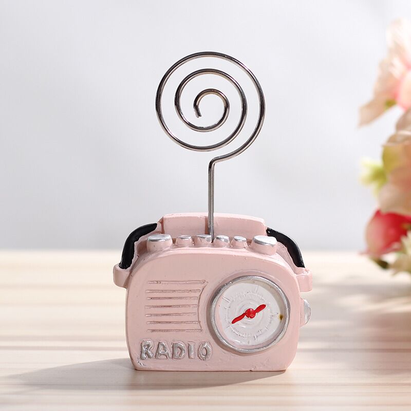 Minkys vintage resin telefon radio foto memo clip holder bord kortholder dekorative ornamenter skole papirvarer