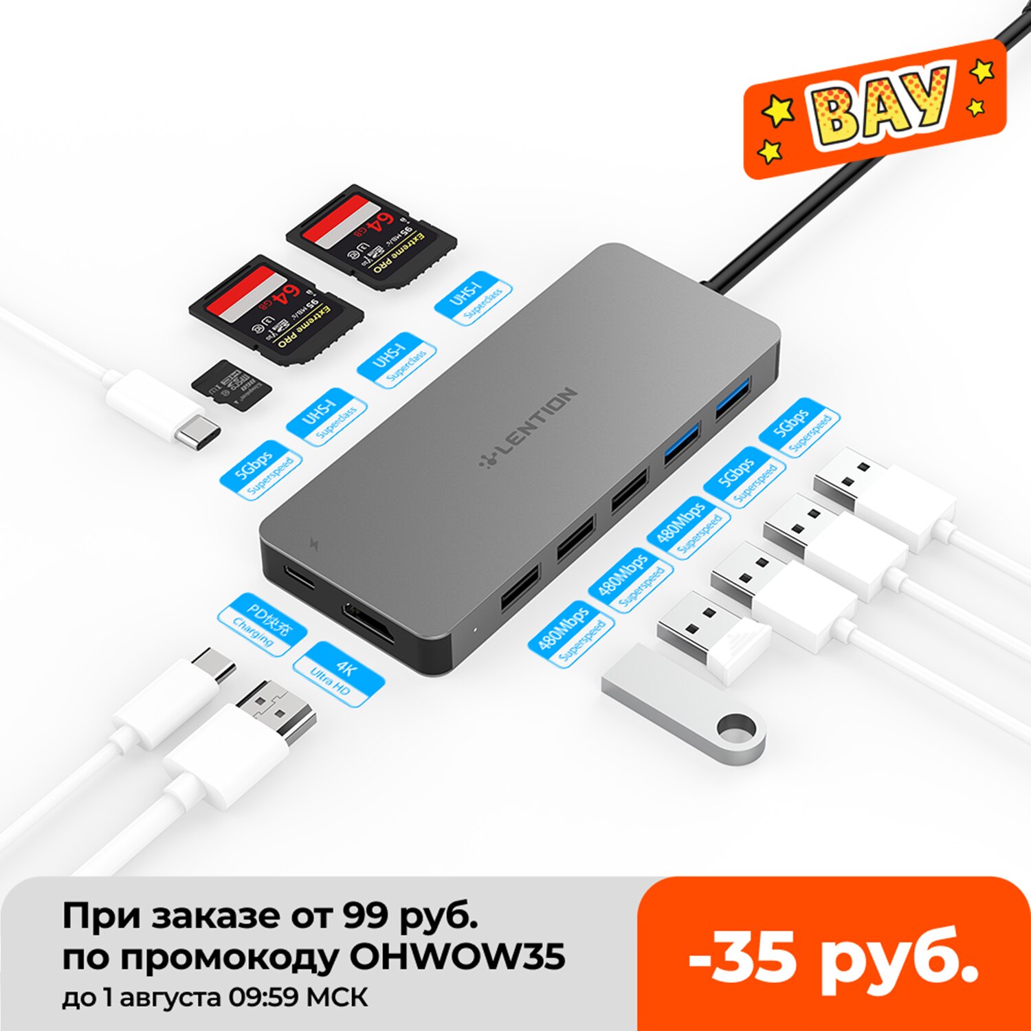 Thunderbolt 3 Dock Usb Type C Naar Hdmi Hub Adapter Voor Macbook Samsung Dex Galaxy S10/S9 USB-C Converter sd/Tf Card Readers