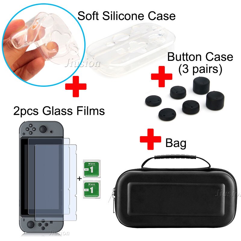 8 in 1 Hard Shell Bag Kit For Nnintend Switch Case Portable Protective Storage Bag Cover For Nintendo Nintendoswitch Accessories: 6 Kit-Soft