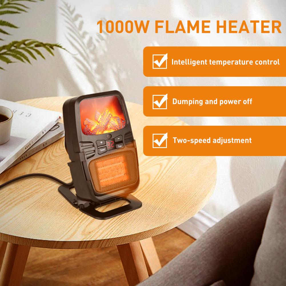 Space Heater Electric Vlam Heater Kleine Verstelbare Heater Voor Auto 1000W Draagbare Desktop Heater Muur Plug- in