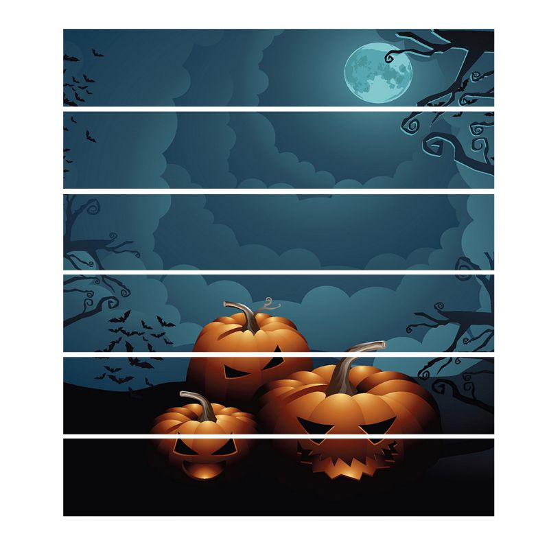 6 Stks/set Halloween Maan Pompoen Hoofd Trap Sticker Verwijderbare Trap Sticker