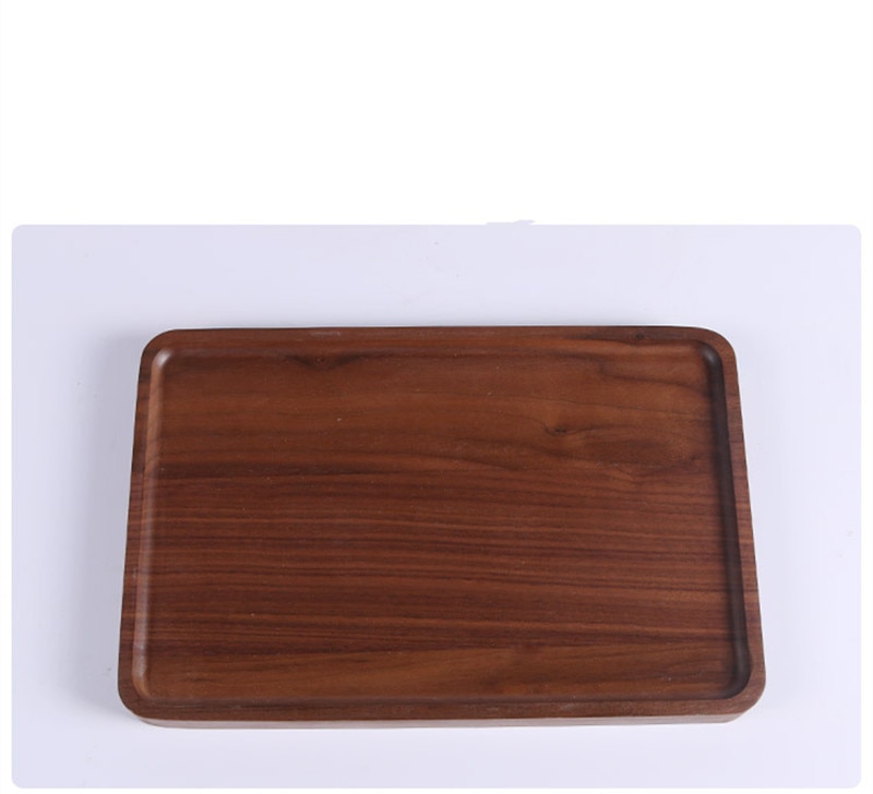 Bread Wood Plates Black Walnut Rectangle Wood Pan Plate Fruit Dishes Saucer Tea Tray Dessert Dinner