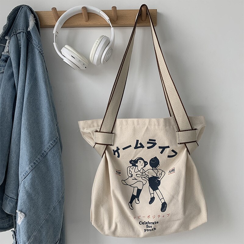 Vrouwen Canvas Tassen Japan Studenten Schouder Katoenen Doek Boodschappentas Eco Opvouwbare Shopper Bag Vrouwelijke Handtas Mijn Andere tas