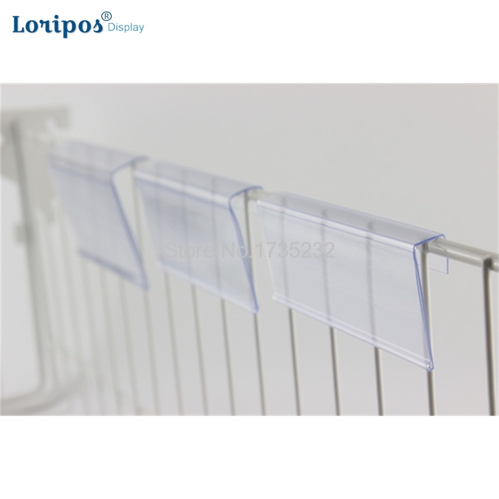 Clear Plastic Label Houders Teken Display Houder Draad Plank Prijs Kaart Transparante Clip Op Data Strip Voor Opbergbakken Mand