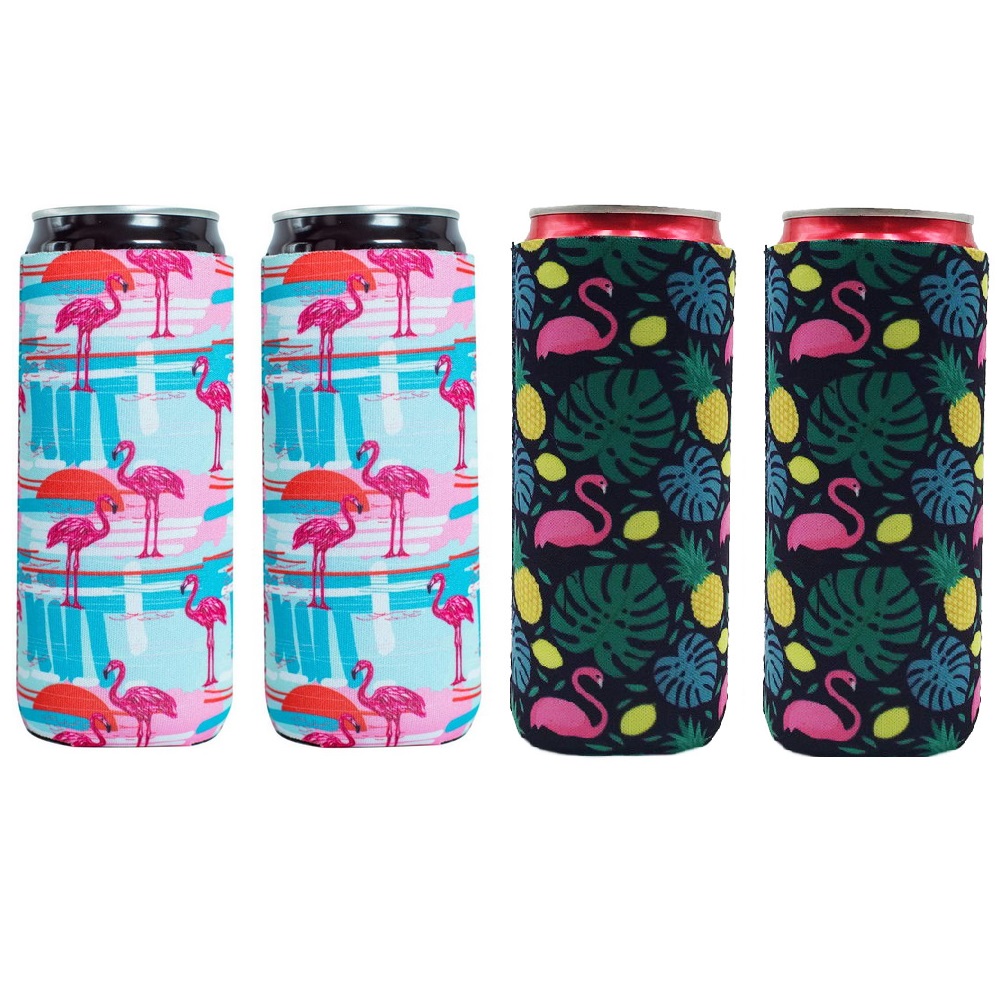 4 pakker slim bokskjøler for slankt øl &amp; hard seltzer, tynne ølbokser coolie skinny isolatorer, bokskjølere ermer: E