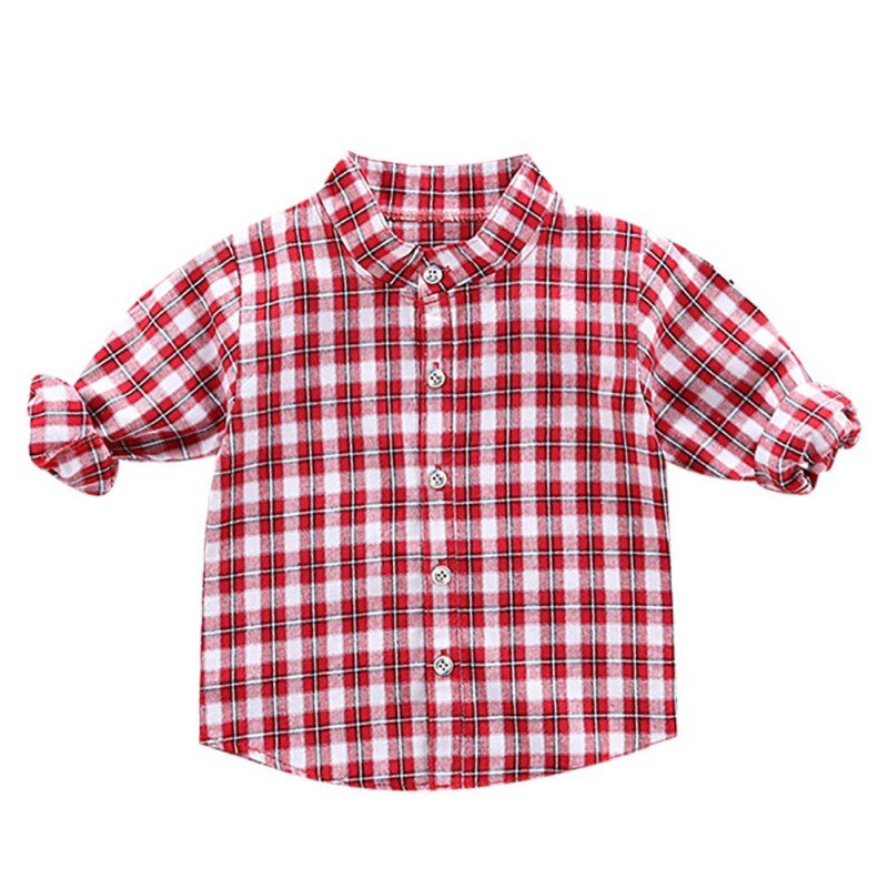 Katoen Jongen Shirts Baby Jongens Lange Mouwen Plaid Print Shirts Kids Tops Tees Shirts Casual Blouse: B3 / 1-2T