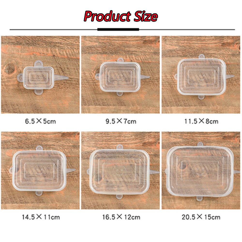 6 Stks/set Herbruikbare Kom Cover Ronde Vierkante Siliconen Deksel Stretch Zuig Voedsel Verse Houden Verse Deksels Kookgerei Keuken Gereedschap