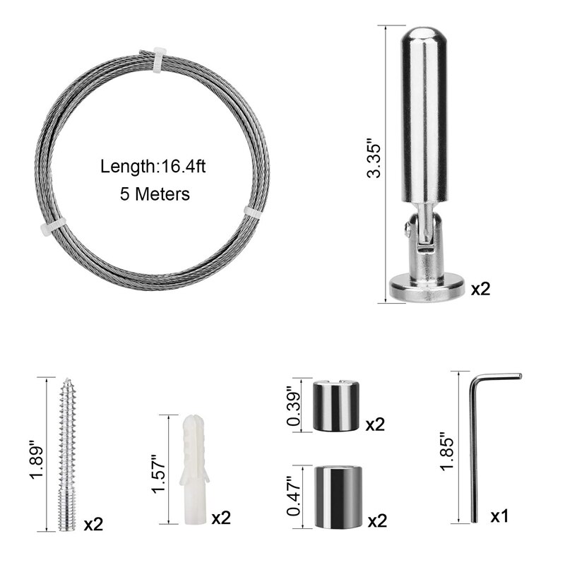 Wall Mount Gordijn Draad Rod Set Voor Art Display-Rvs Photo Opknoping Draad Waslijn Draad Gordijn Spanning wir