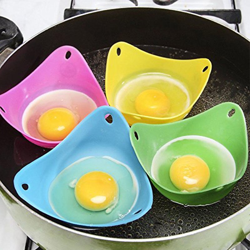 4 Pcs/Set Silicone Egg Poaching Cups With Ring Standers Eggs Cooking for Microwave Stovetop Home Accessories