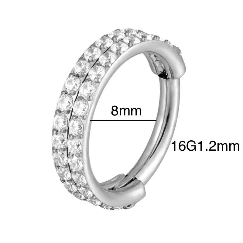 Piercing de titanio G23 de doble fila, piedra de circón, superior, segmento alto, anillos abiertos, pequeño, Septum, nariz, oreja, joyería，piercing nariz doble aro，pendientes titanio，pircing nariz envio gratis