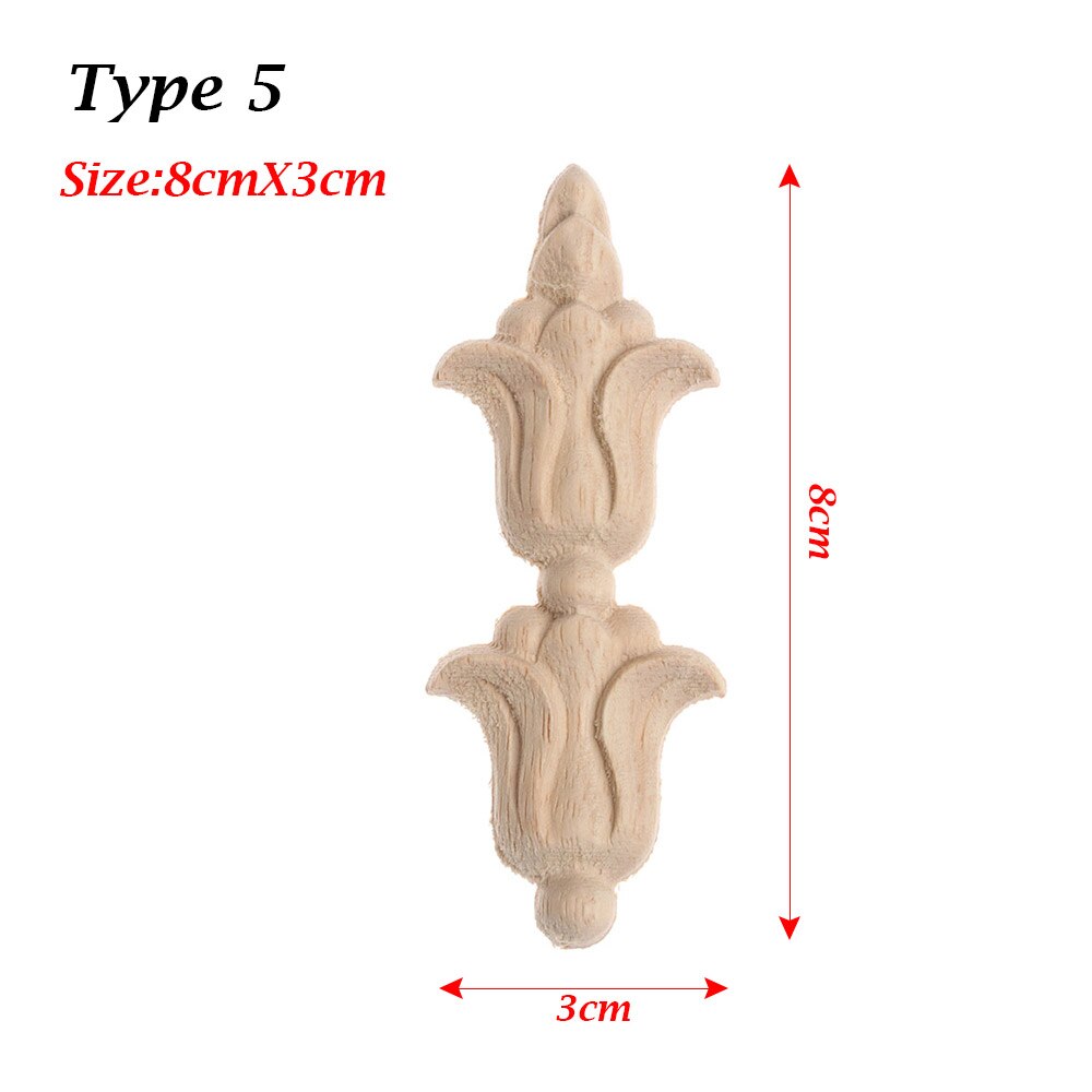 1 PC Ecke Appliques Holzschnitzerei Rose Blume Unlackiert Blumen- Geschnitzte Holz Handwerk Möbel Ornament DIY Hause Dekoration: 5