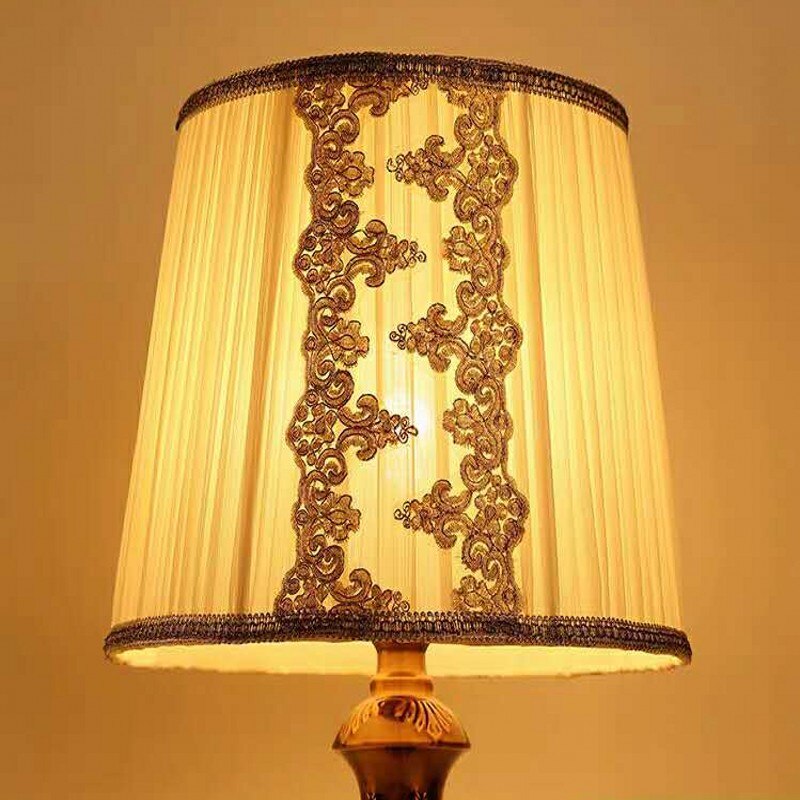 Abat-jour rond en tissu, Art déco, moderne, idéal pour luminaire de table, E27: Marron