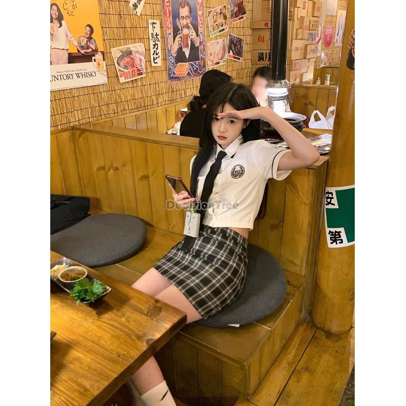 2022 japanese and korean style college style school costume suit high waist hip wrap skirt girl jk uniform daily two-piece set