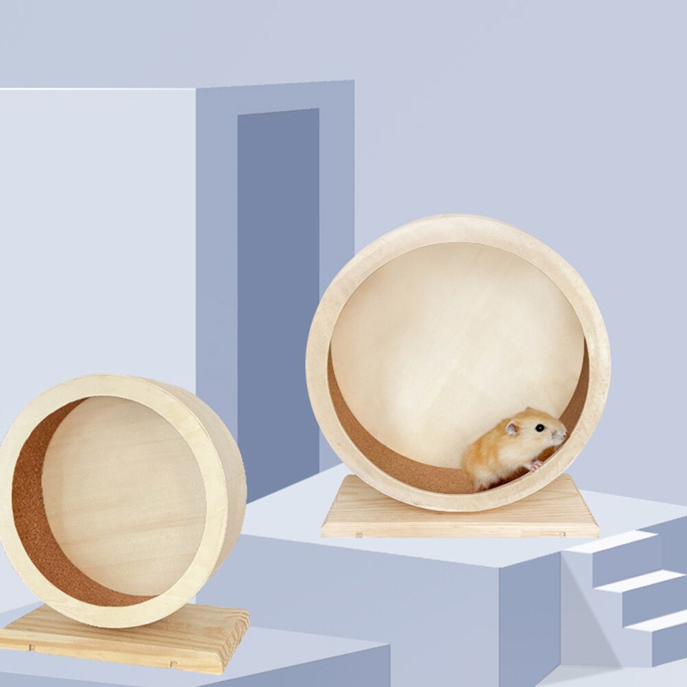 Rueda de hámster para correr, rueda de erizo de madera, silencioso para mascotas pequeñas