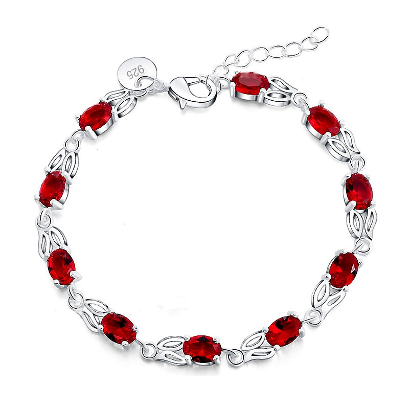 Top Luxe Rode Cz Armbanden Voor Vrouwen 925 Sterling Zilver Silvercharm Armbanden Armband Sieraden