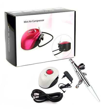 Wit Airbrush Make-Up Kit Mini Compressor Dubbele Controle Airbrush Pen Akvagrim Gezicht Verf Cosmetica Airbrush Voor Nail Art: EU standard