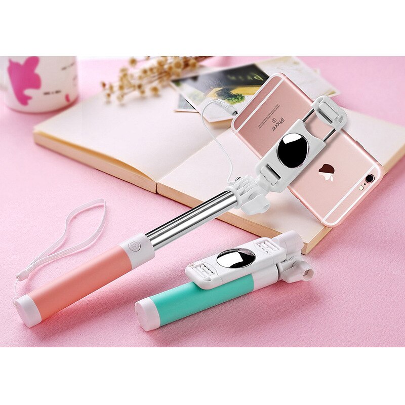 Selfie Stick 670mm Cable Remote Control Self-portrait Monopod Extendable Selfie Handheld Stick for iPhone for Android
