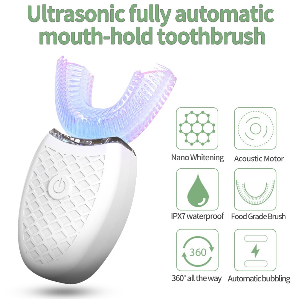 Ultrasone Automatische Elektrische Tandenborstel U-vormige 360 Graden Wit Tanden Oral Care Cleaning Tandenborstel