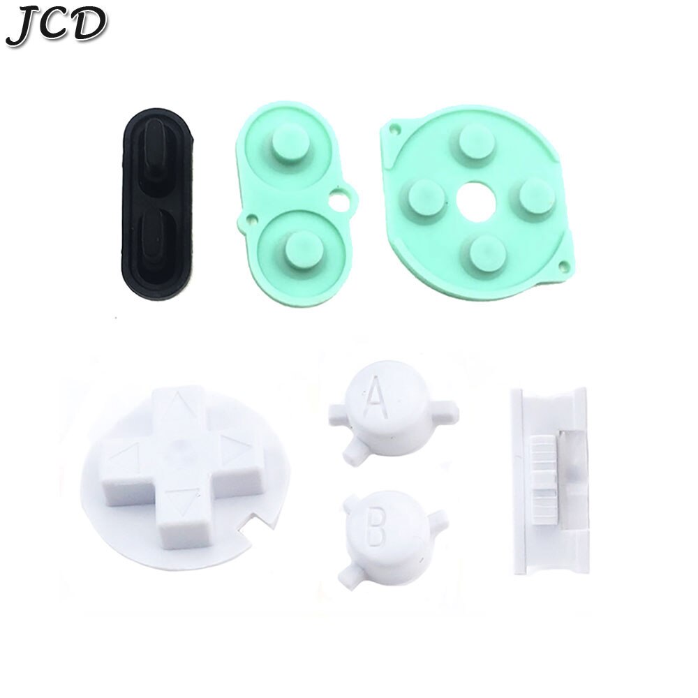 JCD-almohadilla de goma de silicona para Nintendo Game para chico de Color, botón conductor para GBC, botón de encendido y apagado, botones AB, almohadillas D: White