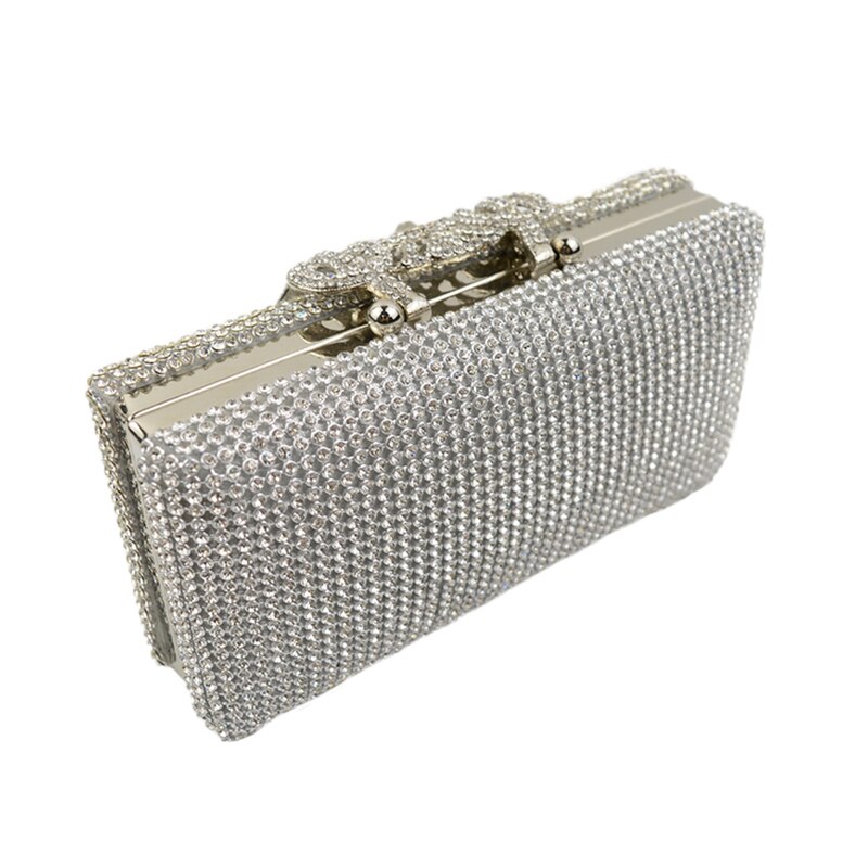 Sølv guld glitrende diamanter aftentaske clutch pung begge sider rhinestones kvinder krone clutch tasker