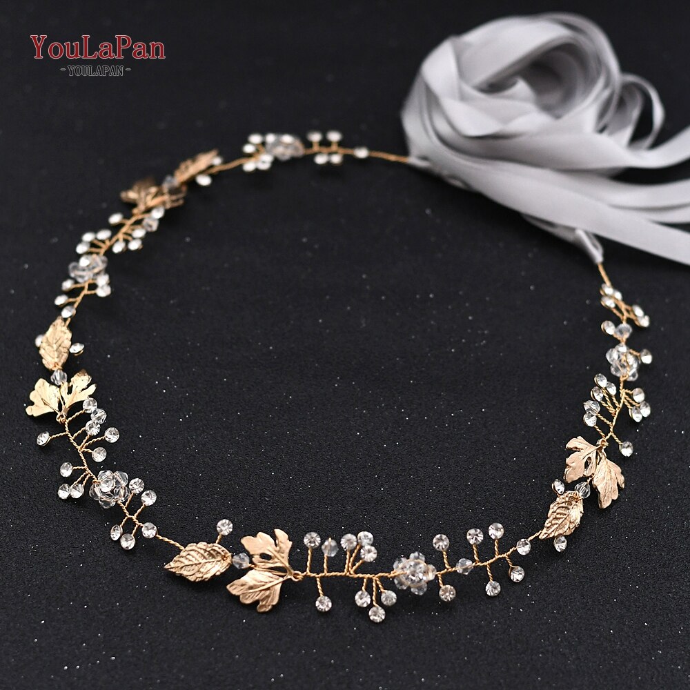 YouLaPan SH122 cinturón de boda dorado hojas doradas vestido de boda cinturón con cristales cinturón nupcial accesorios de vestido de novia cinturón de novia: Gray ribbon