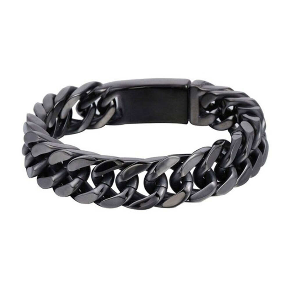 Pulsera de cadena de Metal Punk para hombre, brazalete circular encantador para viaje, calle, Hip-Hop, Club nocturno, joyería con galvanoplastia: Black