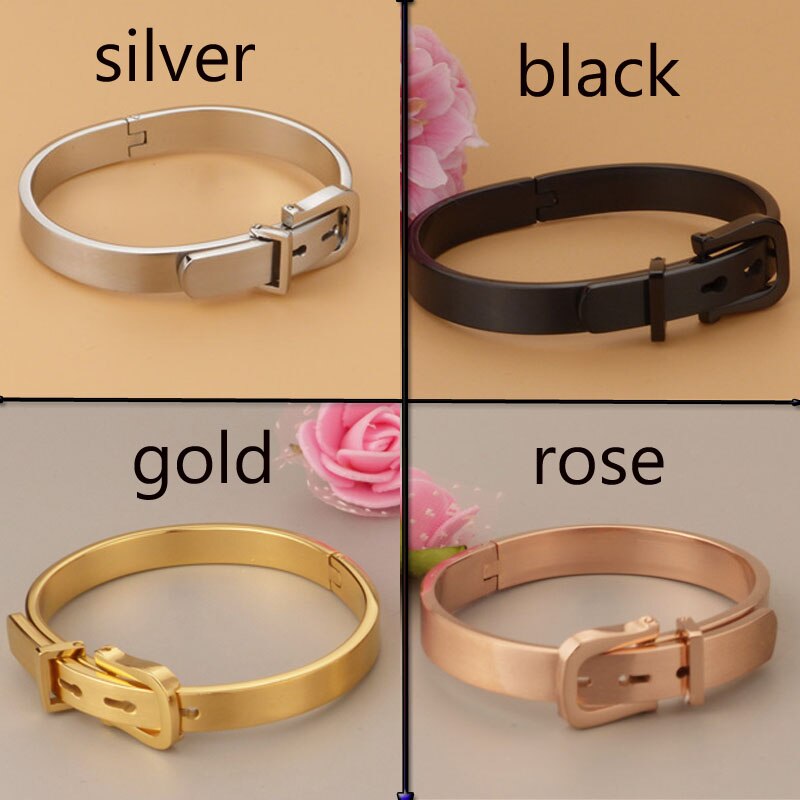 Riem Gesp Armband Femme 4 Kleuren Rvs Punk Verstelbare Manchet Armbanden Bangles Lady Sieraden