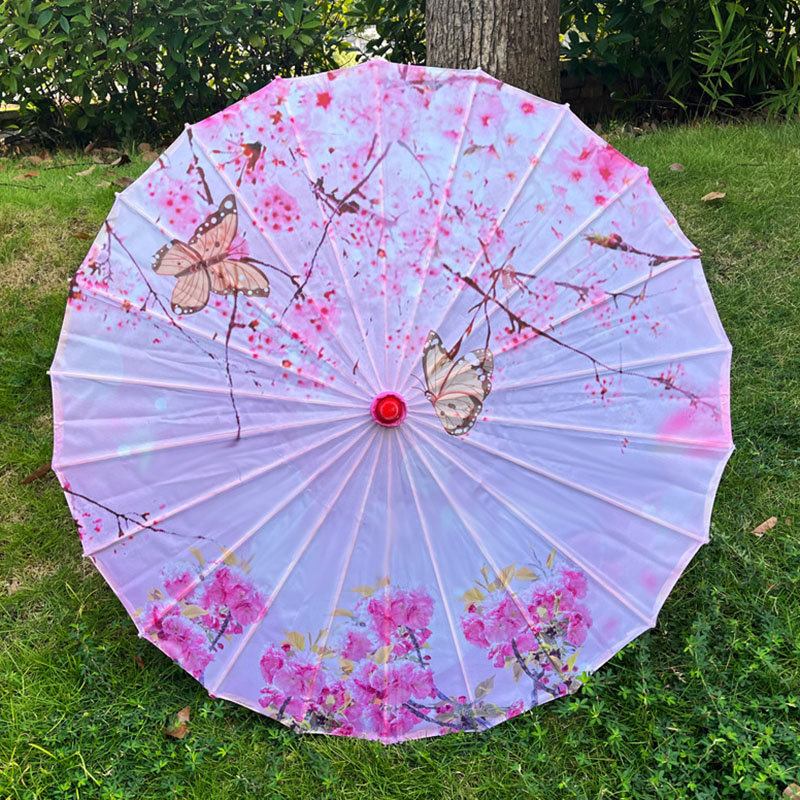 Chinese Silk Umbrella Hanfu Waterproof Oil Paper Umbrella for Wedding Photograph Prop Dance Decorative Costume Parasol
