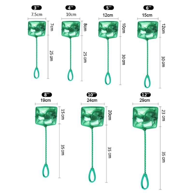 Aquarium Net Fish Tank Net Round Square Fish Fishing Aquarium Copy Net Aquarium Accessories Fishing Net Green