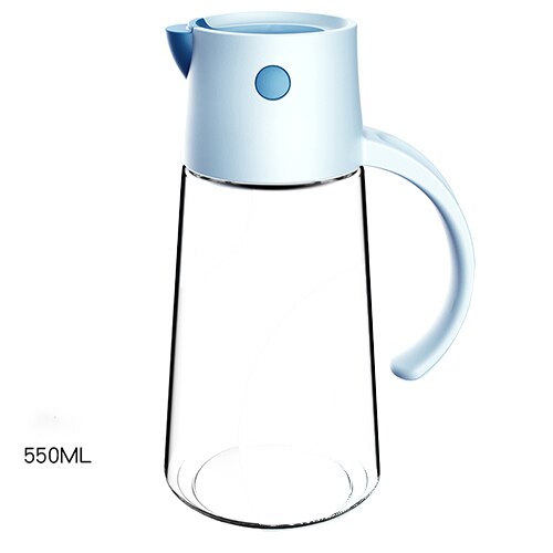 Automatisch Open Deksel Olie Fles Dispenser Saus Bakken Glas Lekvrije Opslag Fles Salade Keuken Tool Accessorie: Blue-550ml