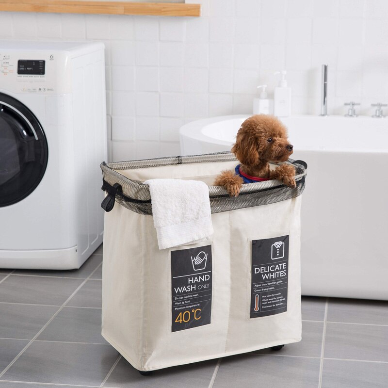 Trois grille roulant coin panier à linge Durable blanchisserie trieur panier vêtements stockage panier Bin organisateur sac de lavage: 55X58X35CM 2 Grid