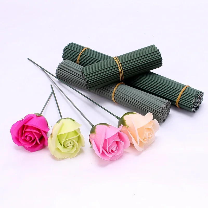 17cm/25/30/40cm Artificial Flower Stems Rose leaves/base Iron Wire Stem DIY Soap/ Paper Flower Stub Accessory Stems Craft Decor