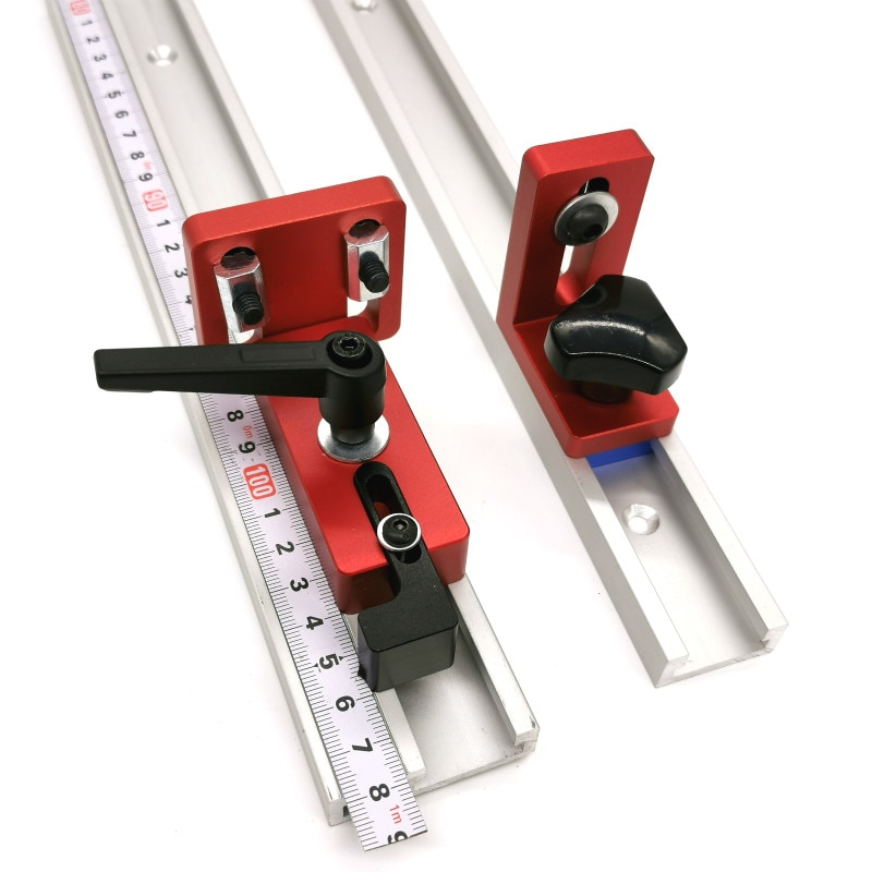 600mm/800mm profilé en Aluminium clôture 74mm hauteur avec t-pistes et supports coulissants connecteur de clôture de jauge d'onglet pour le travail du bois