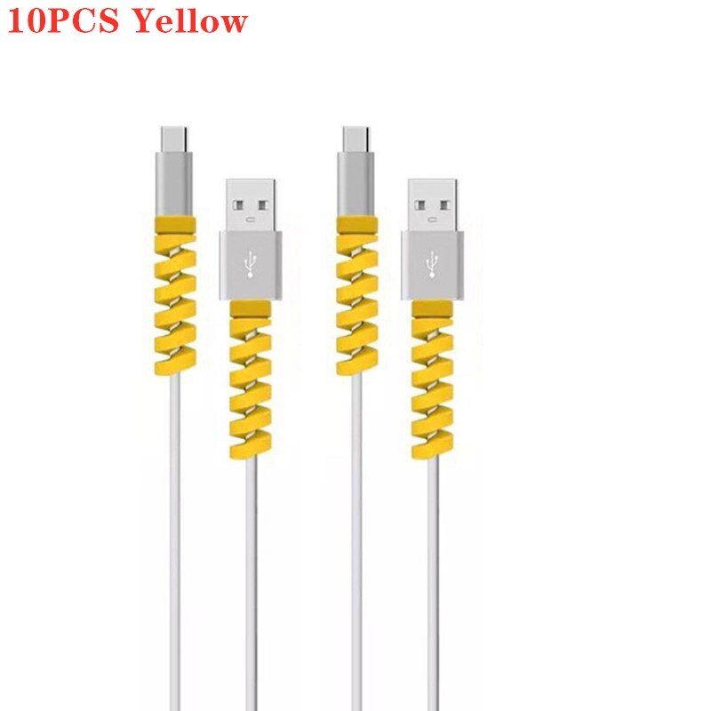 2/10Pcs Oplaadkabel Protector Voor Telefoons Kabel Houder Cover Kabelhaspel Clip Voor Usb Charger Cord Management kabel Organizer: 10PCS Yellow