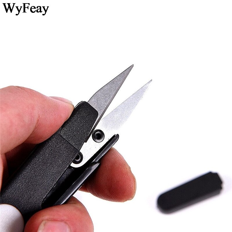 4Pcs Plastic Handle Safety Wear Cover Sewing Scissors Thread Cutter Cross-stitch U Shape Embroidery Scissors Tools for Sewing