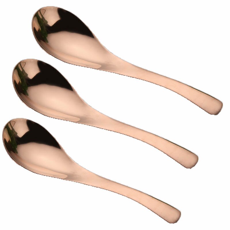 Dessertsked serveringsskeda rostfri slev bestick sked 3 storlek lång sked slev glass söt dopp tesked 3 st/set: Rosa guld