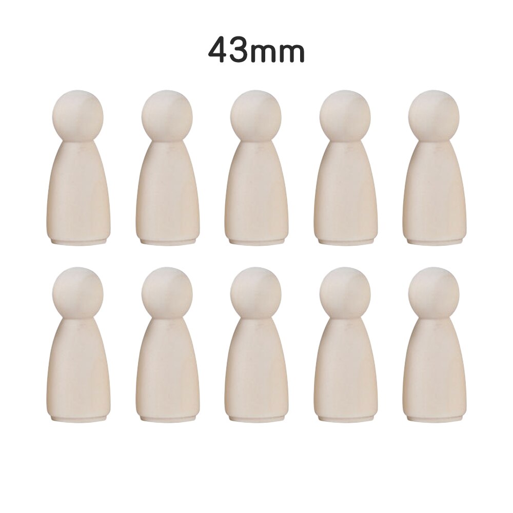 10Pcs 35/43/55/65mm Wooden Peg Dolls Girl Boy Wooden Dolls Kids Room Decor Handmade Diy Wooden Peg Dolls Blank Accessories: 03