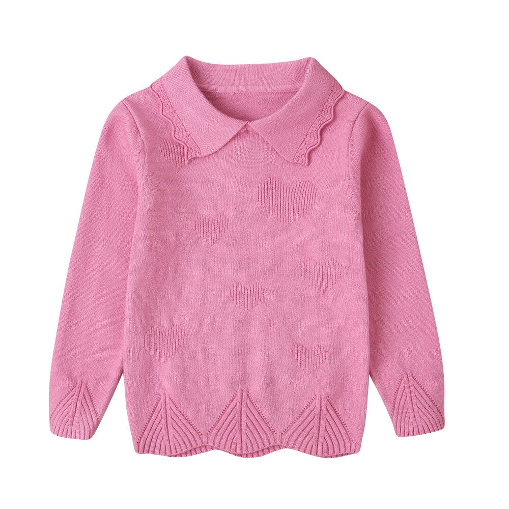 Camiseta de manga larga de punto de algodón para niños, camiseta informal de color rosa liso con cuello vuelto para niñas de 0 a 2 años