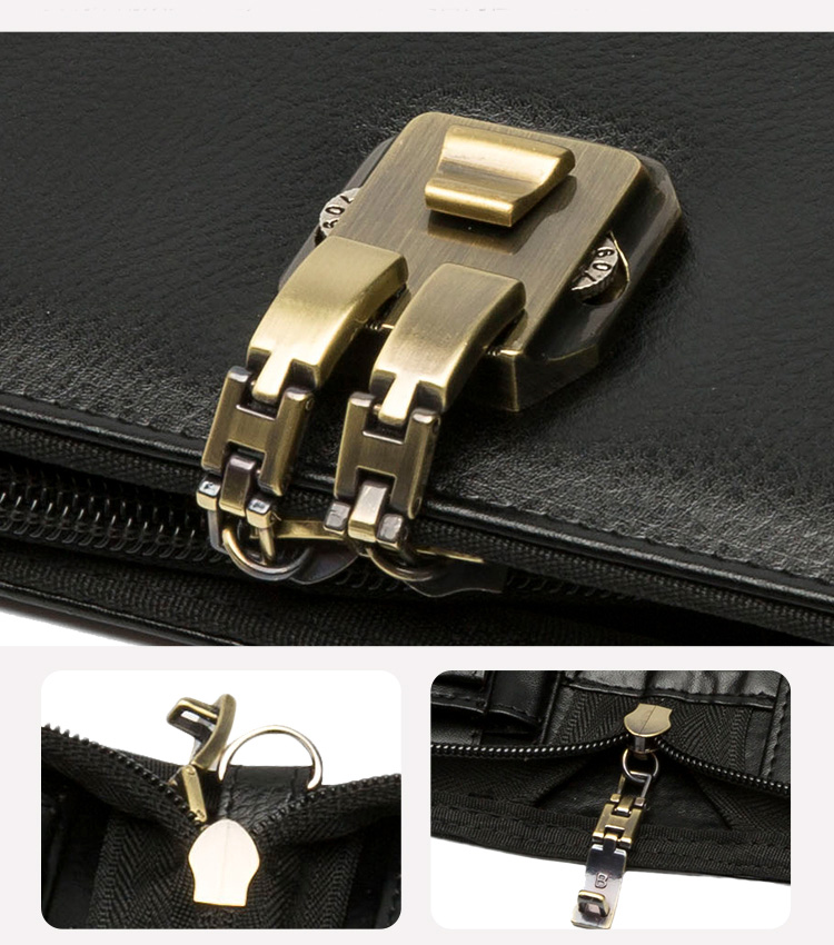 A4 pu læderportefølje forretningsdokument forretningsleder taske portefølje filmappe med adgangskodelås lommeregner lynlås klip