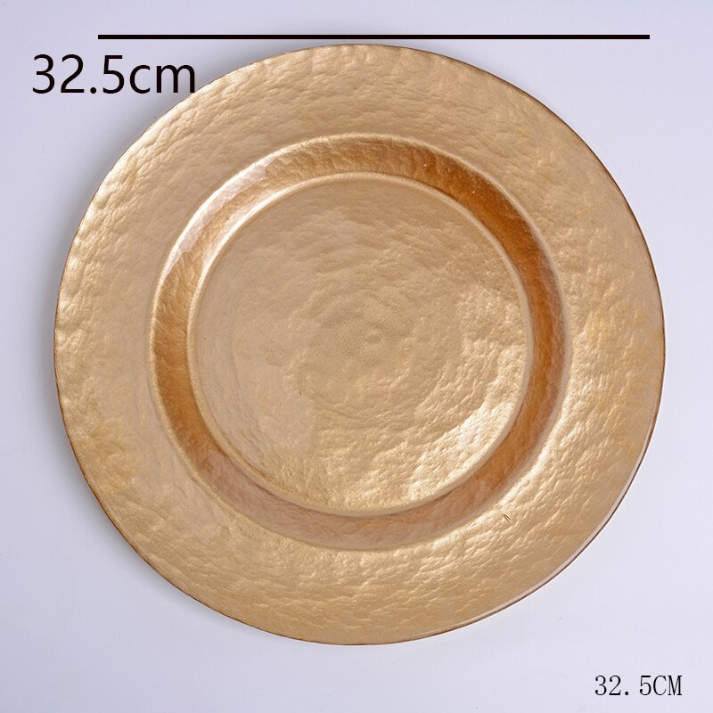 Luxury Lake Blue Glass Dinner Plate Modern Phnom Penh Glass Dinnerware Set For Wedding Banquet Round Plates Home Decor Supplies