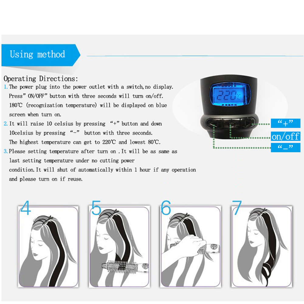 Cepillo rizador de pelo gladay lcd, peine rizador, herramientas de peinado de cerámica para hombres, herramienta eléctrica para peinar cabello corto.