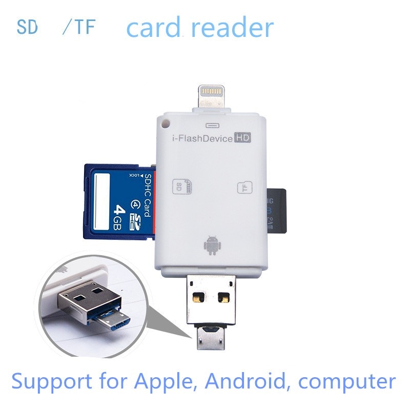 Unidad Flash 3 en 1, USB, Micro SD, SDHC, lector de tarjetas TF, escritor, para teléfonos iPhone pro 11 X MAX 5/5s/6/6 plus/ipad/Samsung OTG