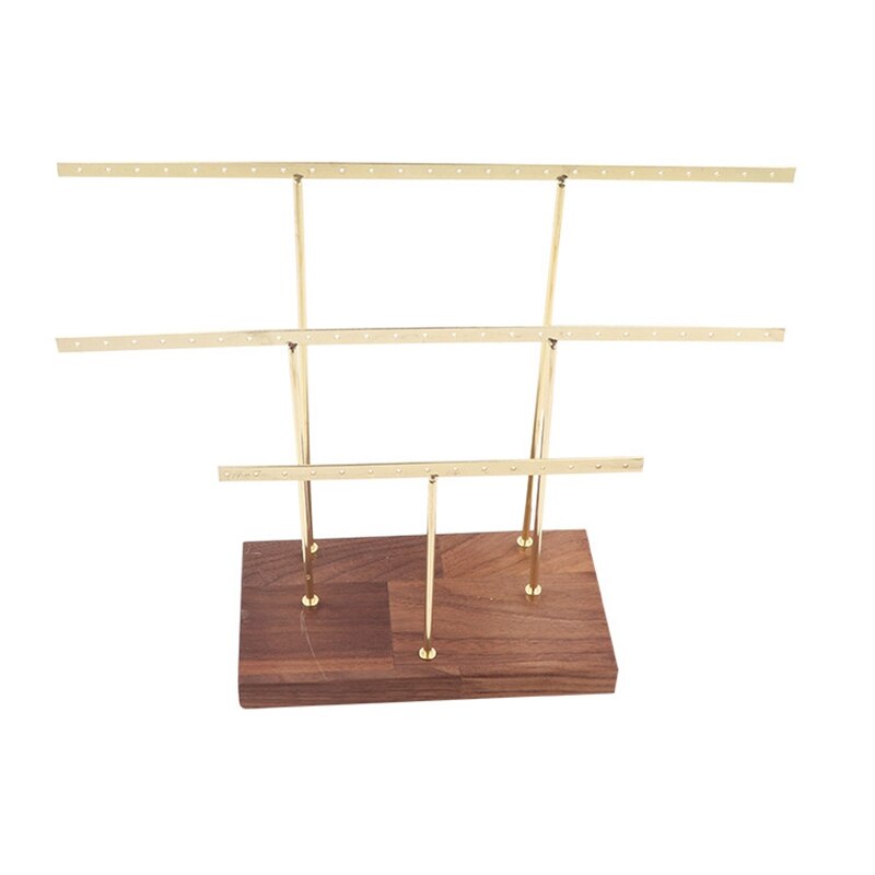 Opknoping Sieraden Display Rack Tree Organizer Metalen Rek Voor Holding Vrouwen Jewelries Oorbellen Ringen Kettingen Oor Stud Hanger: gold Walnut